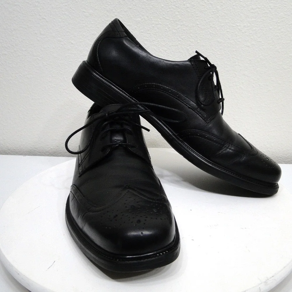 Bostonian Flexlite Mens Black‎ Leather Wingtip Oxford Dress Shoes 23214 Size 12M